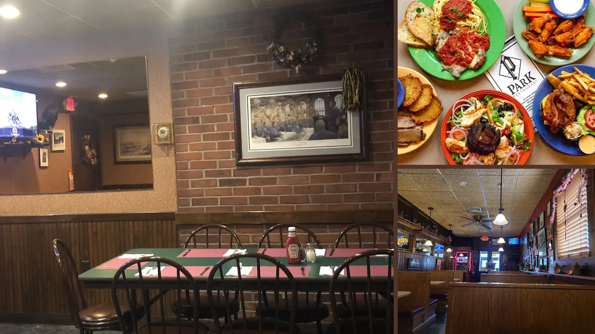 Bar stools beside a wood-paneled counter.
